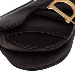 Pre Owned Dior Black Satin Mini Saddle Shoulder Bag