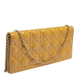 Pre Owned حقيبة كلتش ديور ليدي ديور جلد كاناج بيج لامع بسلسلة