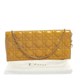 Pre Owned حقيبة كلتش ديور ليدي ديور جلد كاناج بيج لامع بسلسلة