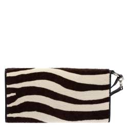 مملوكة مسبقًا Dior Black/White Calf Hair and Leather Jazz Club Wristlet Clutch