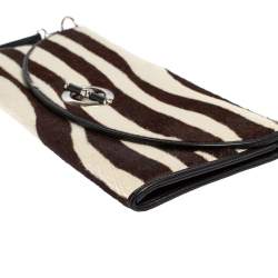 مملوكة مسبقًا Dior Black/White Calf Hair and Leather Jazz Club Wristlet Clutch