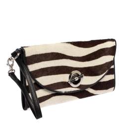 مملوكة مسبقًا Dior Black/White Calf Hair and Leather Jazz Club Wristlet Clutch
