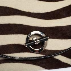 مملوكة مسبقًا Dior Black/White Calf Hair and Leather Jazz Club Wristlet Clutch