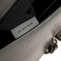 مملوكة مسبقًا Dior Grey Crackled Patent Leather Medium Diorama Shoulder Bag