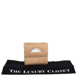 Pre Owned Dior Beige/Cream Calf Hair and Patent Leather Trifold Wallet