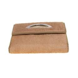 Pre Owned Dior Beige/Cream Calf Hair and Patent Leather Trifold Wallet
