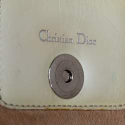 Pre Owned Dior Beige/Cream Calf Hair and Patent Leather Trifold Wallet