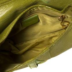 Pre Owned Dior Green Lizard Embossed Patent Leather and Suede Limited Edition Saddle Bag