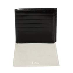 Dior Black Leather Trifold Compact Wallet