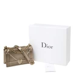 Pre Owned Dior Metallic Gold Micro Cannage Patent Leather Small Diorama Shoulder Bag