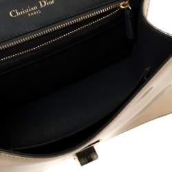 Pre Owned Dior Metallic Gold Micro Cannage Patent Leather Small Diorama Shoulder Bag