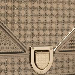 Pre Owned Dior Metallic Gold Micro Cannage Patent Leather Small Diorama Shoulder Bag