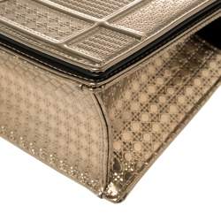 Pre Owned Dior Metallic Gold Micro Cannage Patent Leather Small Diorama Shoulder Bag