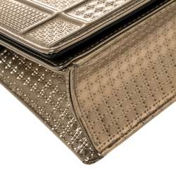 Pre Owned Dior Metallic Gold Micro Cannage Patent Leather Small Diorama Shoulder Bag