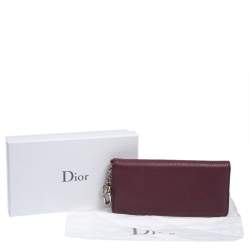 Pre Owned Dior Plum Leather Voyager Bifold Continental Wallet