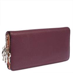 Pre Owned Dior Plum Leather Voyager Bifold Continental Wallet