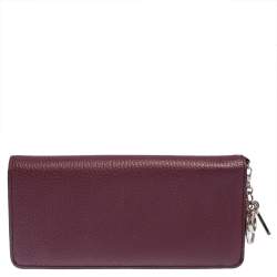 Pre Owned Dior Plum Leather Voyager Bifold Continental Wallet
