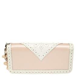 مملوكة مسبقًا Dior Beige Satin and Patent Leather D'Trick Clutch