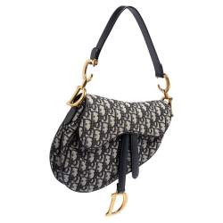 Pre Owned Dior Blue Canvas and Leather Diorissimo Saddle Bag