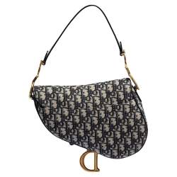Pre Owned Dior Blue Canvas and Leather Diorissimo Saddle Bag