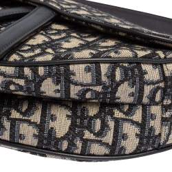 Pre Owned Dior Blue Canvas and Leather Diorissimo Saddle Bag