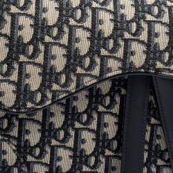 Pre Owned Dior Blue Canvas and Leather Diorissimo Saddle Bag