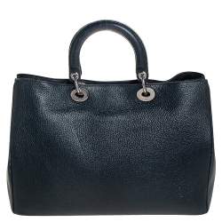 Pre Owned Dior Teal Green Flower Print Leather Large Diorissimo Shopper Tote