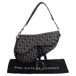 Pre Owned Dior Black Oblique Canvas Saddle Bag