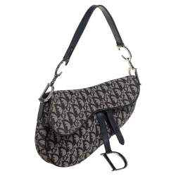 Pre Owned Dior Black Oblique Canvas Saddle Bag