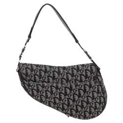 Pre Owned Dior Black Oblique Canvas Saddle Bag