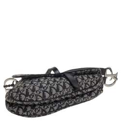 Pre Owned Dior Black Oblique Canvas Saddle Bag