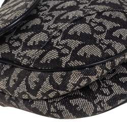 Pre Owned Dior Black Oblique Canvas Saddle Bag