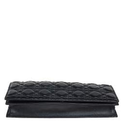 Pre Owned حقيبة كلتش ديور ليدي ديور جلد كاناج أسود