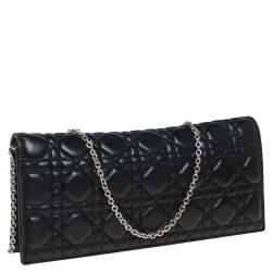 Pre Owned حقيبة كلتش ديور ليدي ديور جلد كاناج أسود