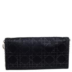 مملوكة مسبقًا Dior Black Satin Crystal Embellished Clutch
