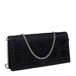 مملوكة مسبقًا Dior Black Satin Crystal Embellished Clutch
