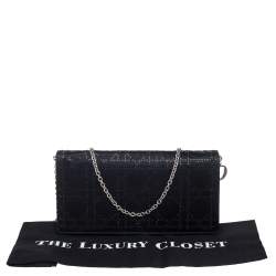 مملوكة مسبقًا Dior Black Satin Crystal Embellished Clutch