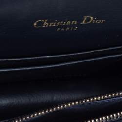 Pre Owned Dior Navy Blue/White Oblique Canvas and Leather Saddle Belt Bag