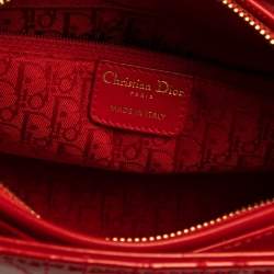مملوكة مسبقًا Dior Red Cannage Patent Leather Medium Lady Dior Tote