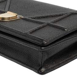 Pre Owned Dior Black Leather Diorama Wallet on Chain