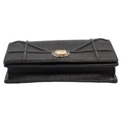 Pre Owned Dior Black Leather Diorama Wallet on Chain