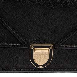 Pre Owned Dior Black Leather Diorama Wallet on Chain