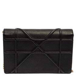 Pre Owned Dior Black Leather Diorama Wallet on Chain