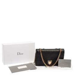 Pre Owned Dior Black Leather Diorama Wallet on Chain