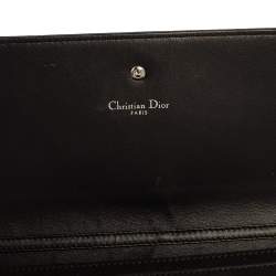 Pre Owned Dior Black Shimmering Leather Diorama Wallet on Chain