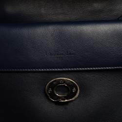 Pre Owned Dior Blue/Metallic Green Leather and Patent Leather Small Be Dior Flap Top Handle Bag
