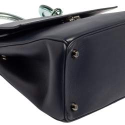 Pre Owned Dior Blue/Metallic Green Leather and Patent Leather Small Be Dior Flap Top Handle Bag