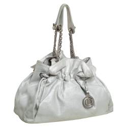 Pre Owned حقيبة ديور لو ترينت جلد نوبوك لامعة فضي