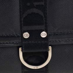 مملوكة مسبقًا Dior Black Textured Leather Compact Wallet