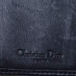 مملوكة مسبقًا Dior Black Textured Leather Compact Wallet